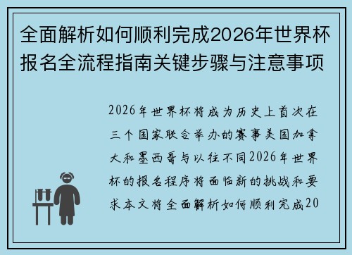 全面解析如何顺利完成2026年世界杯报名全流程指南关键步骤与注意事项